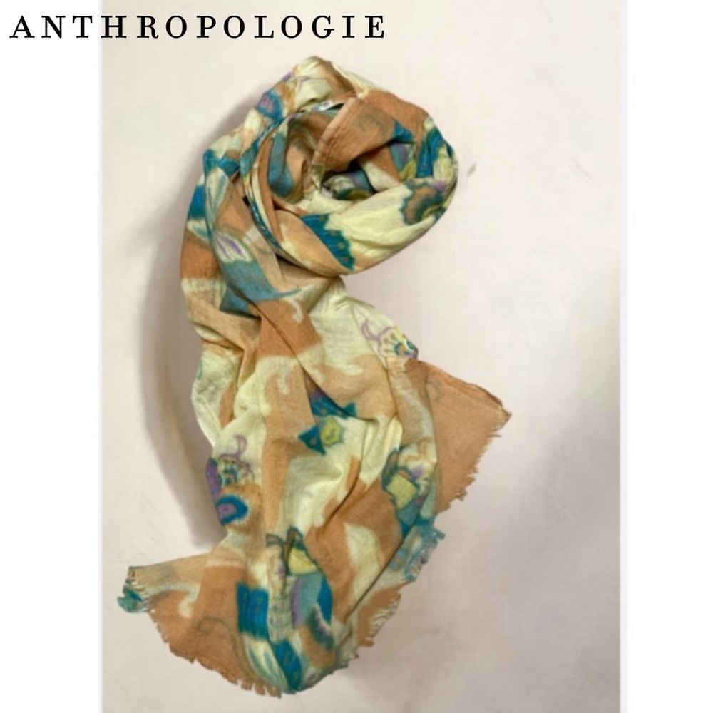 Anthropologie Fluttery Papillon Wool Fringe Scarf